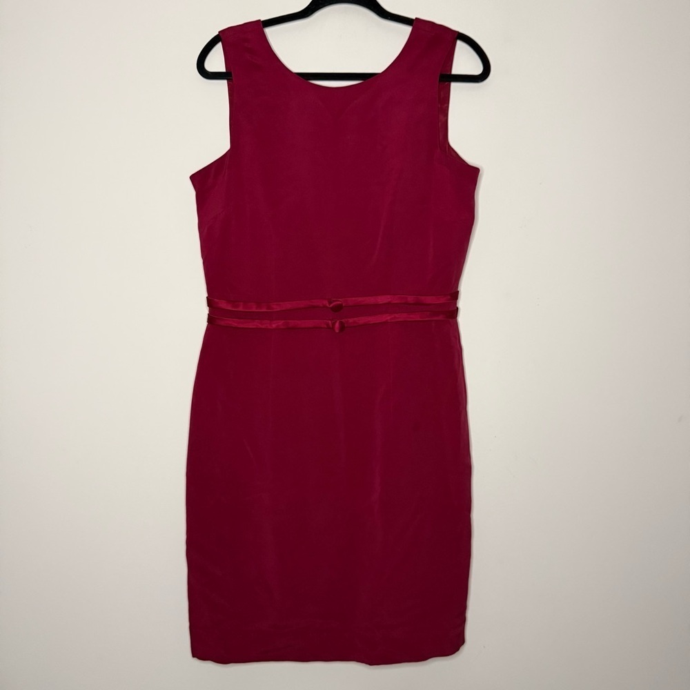 VTG ADRIANNA PAPELL 100% Silk 80s 90s Valentine’s Day Red Fitted Sheath Dress